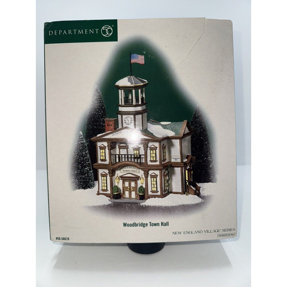 Dept 56 New England Village  "Woodbridge Townhall" Christmas Village 56.56670 - Picture 7 of 12